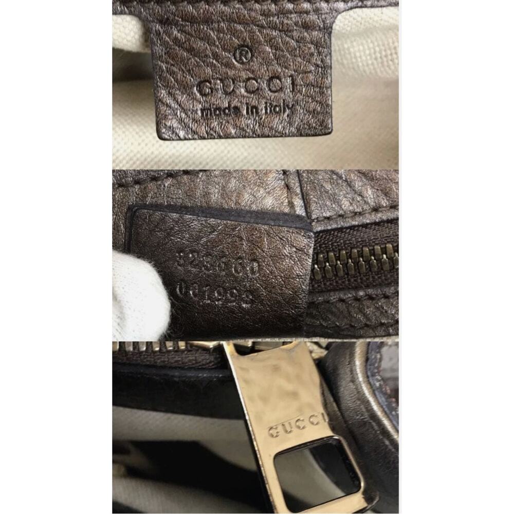 Gucci Bamboo Shopper Tote Bag Bronze-Toned Python Skin Black Bamboo Handle EUC - Picture 14 of 14